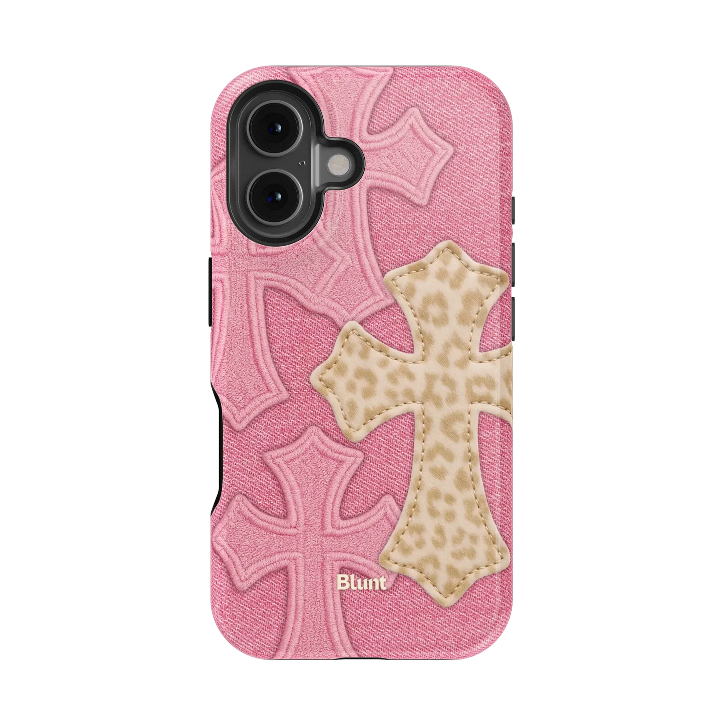 Pink Cheetah Cross iPhone Case
