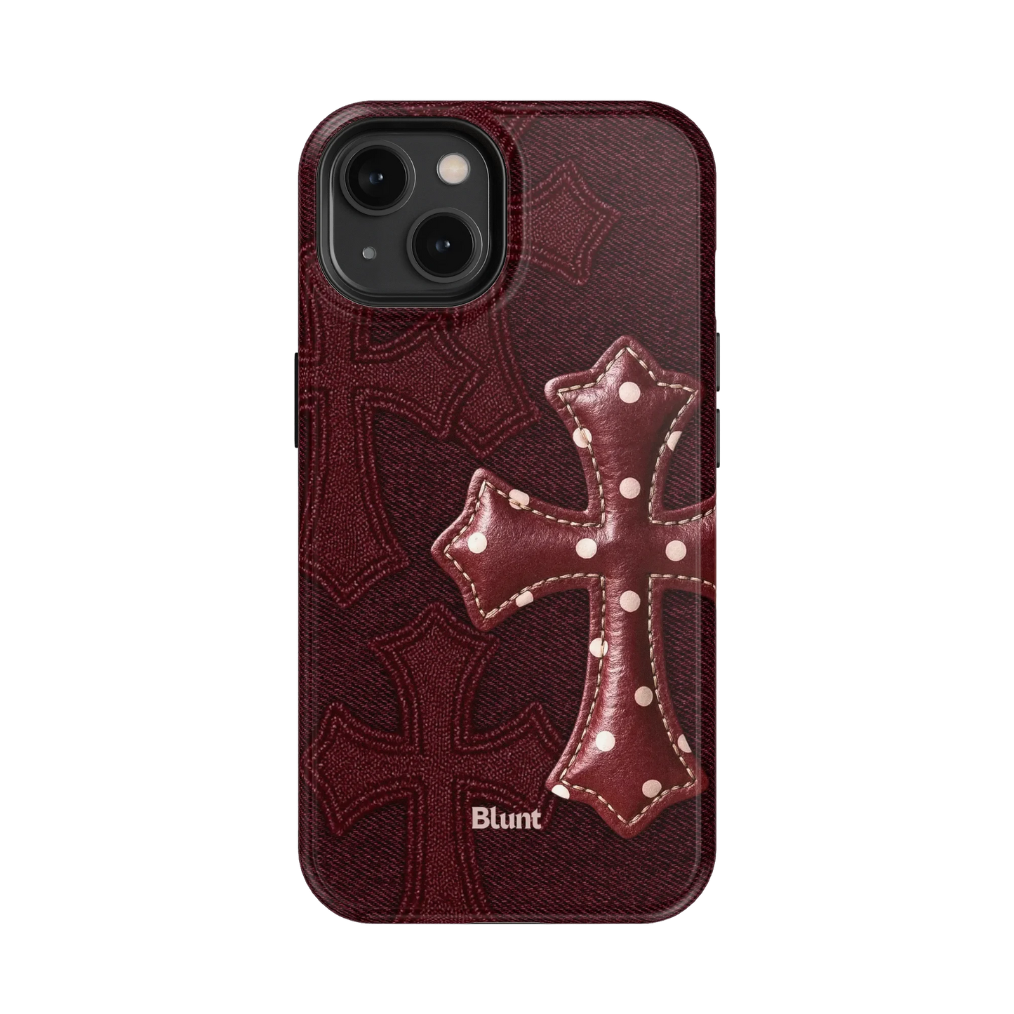 Maroon Polka Cross iPhone Case