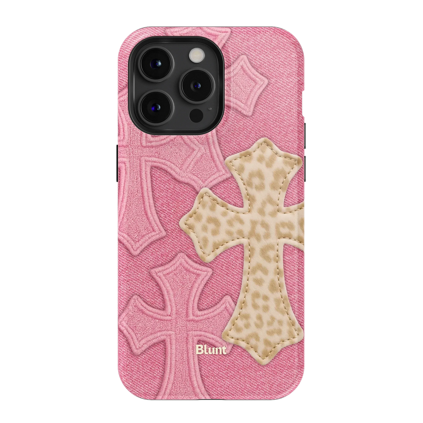 Pink Cheetah Cross iPhone Case