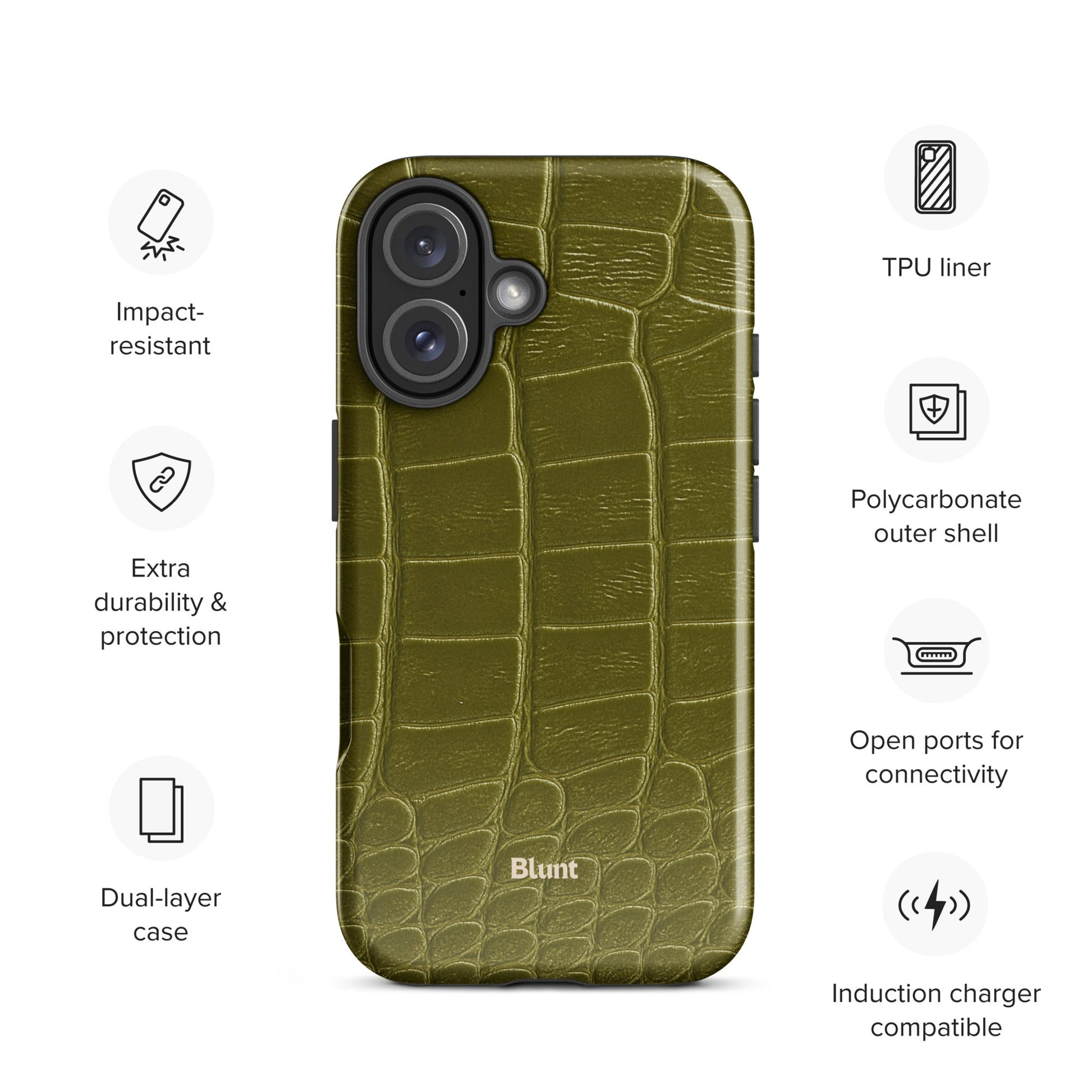 Olive Croc iPhone Case - Blunt Cases