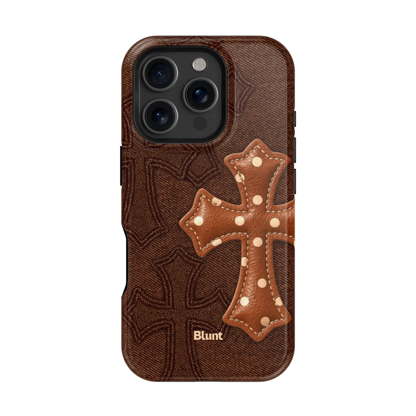 Brown Polka Cross iPhone Case