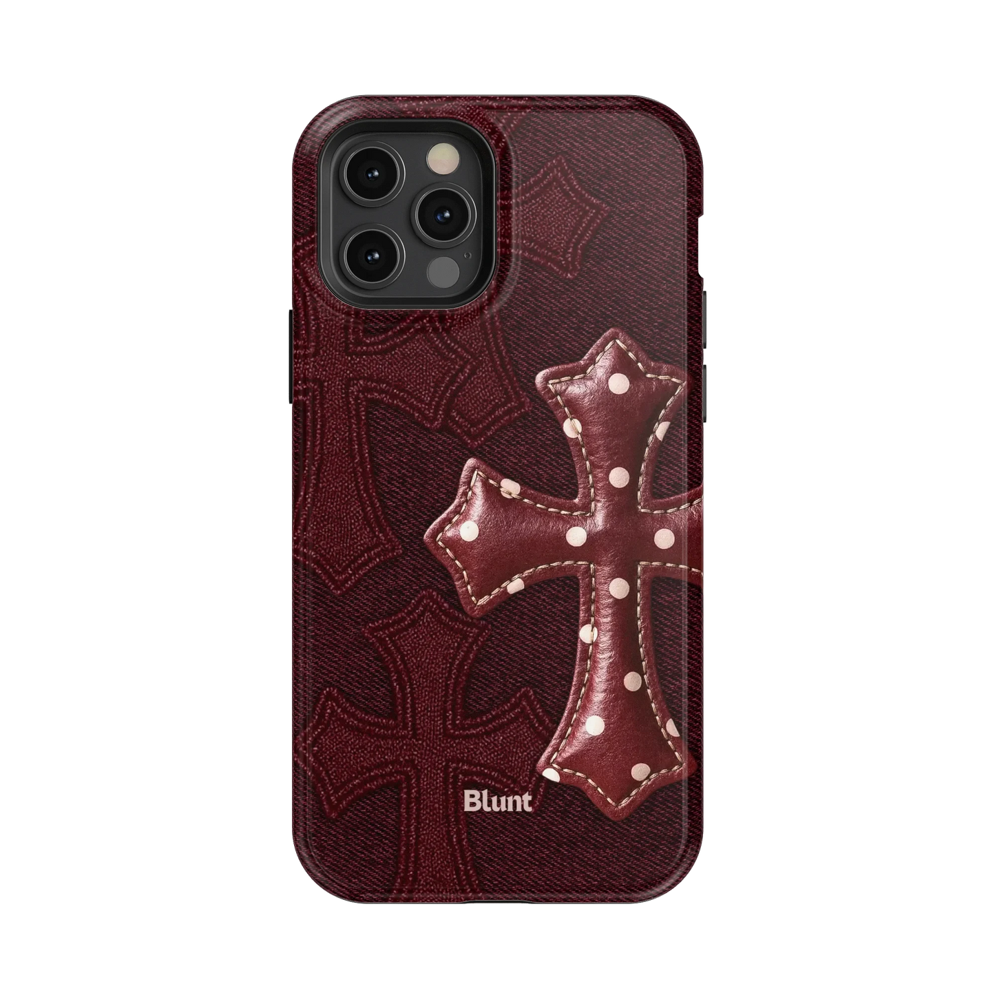 Maroon Polka Cross iPhone Case