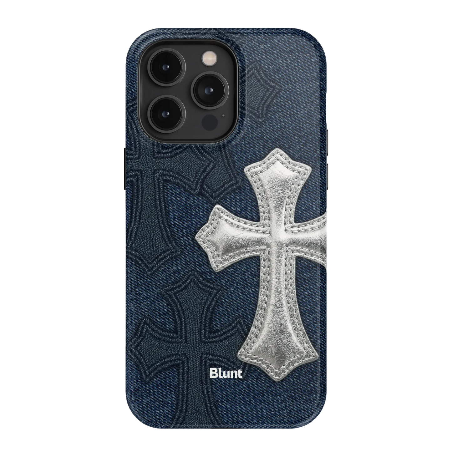 Silver Denim Cross iPhone Case