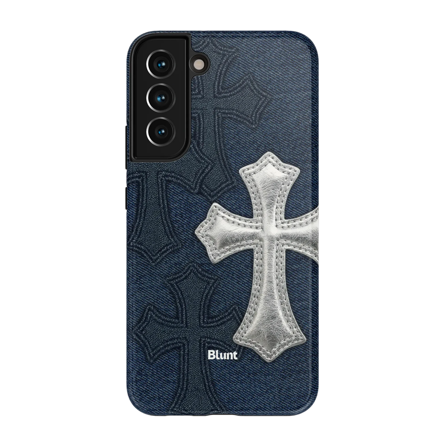 Silver Denim Cross Samsung Case