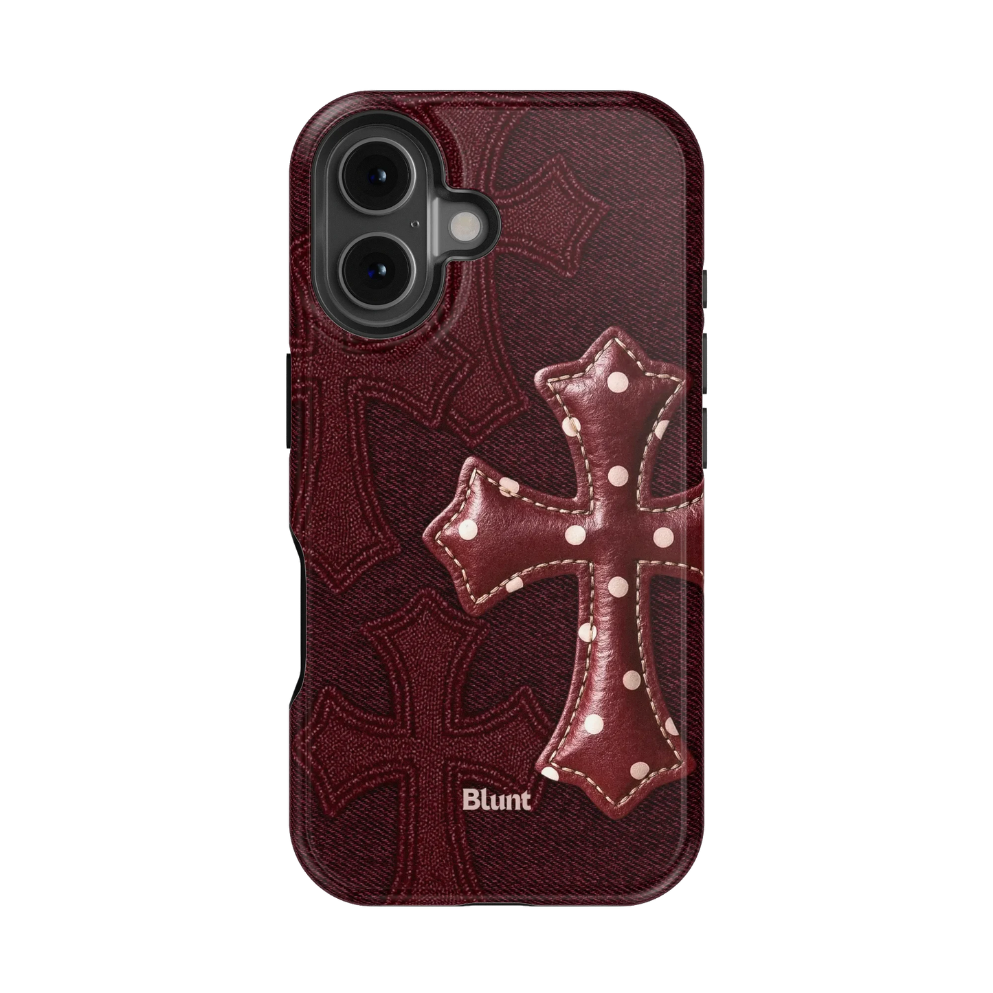 Maroon Polka Cross iPhone Case