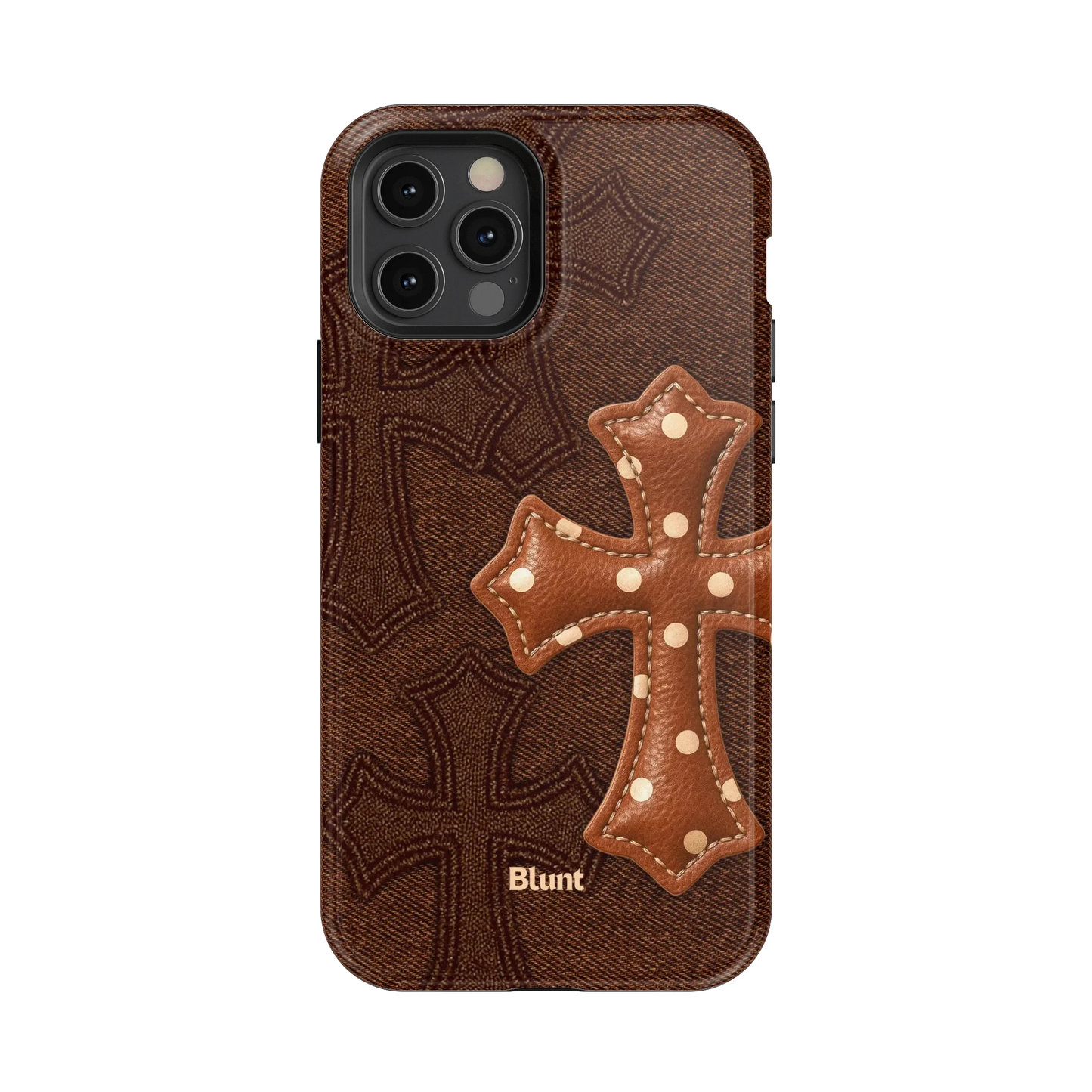 Brown Polka Cross iPhone Case