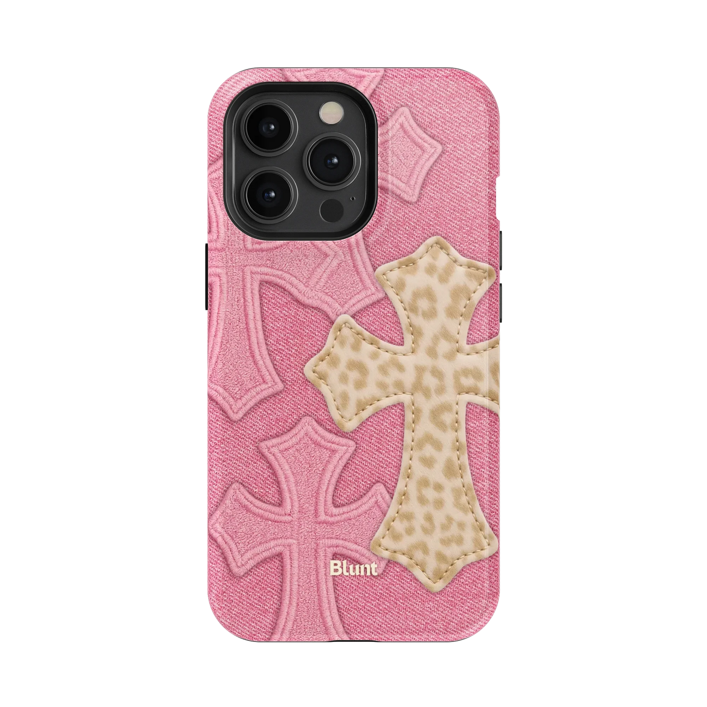 Pink Cheetah Cross iPhone Case