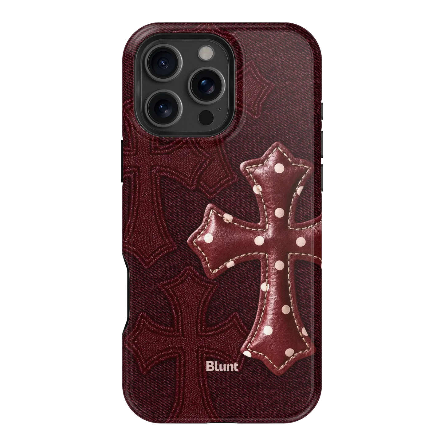 Maroon Polka Cross iPhone Case