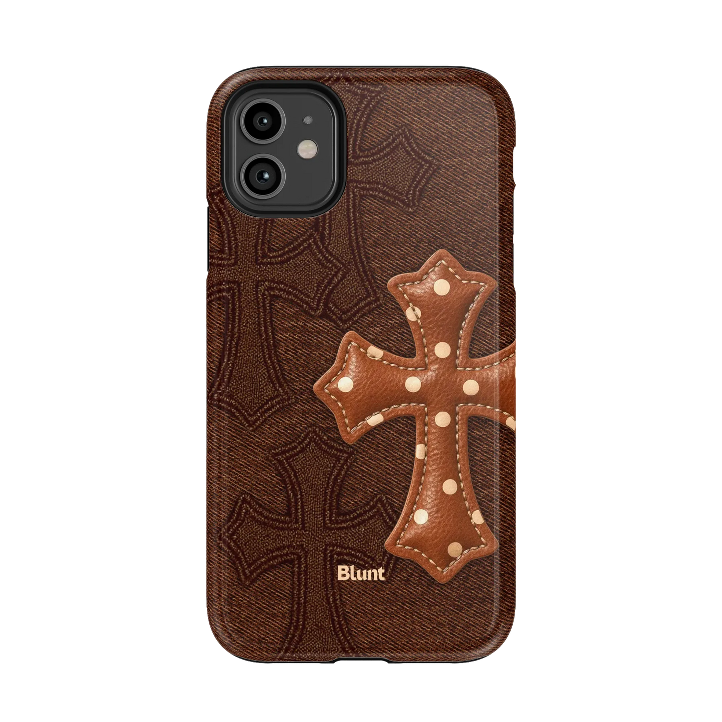 Brown Polka Cross iPhone Case
