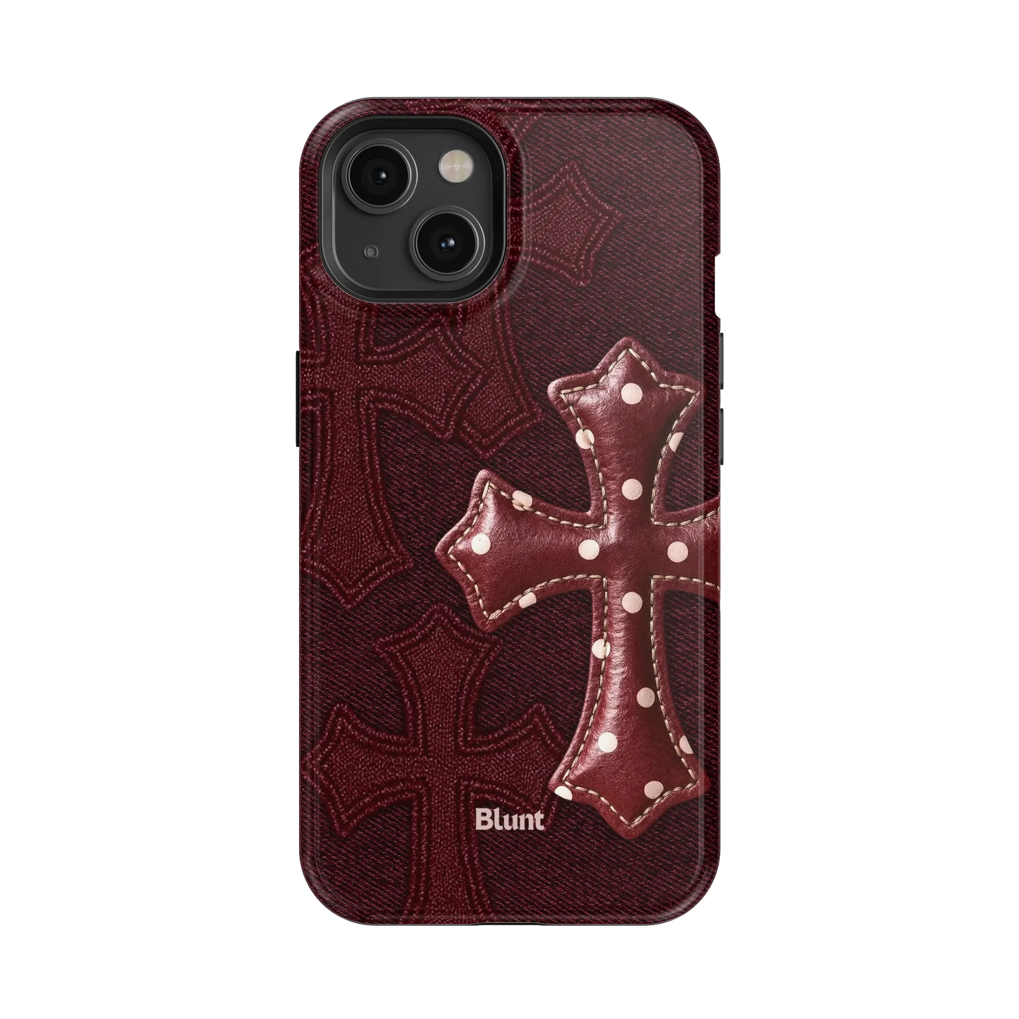 Maroon Polka Cross iPhone Case
