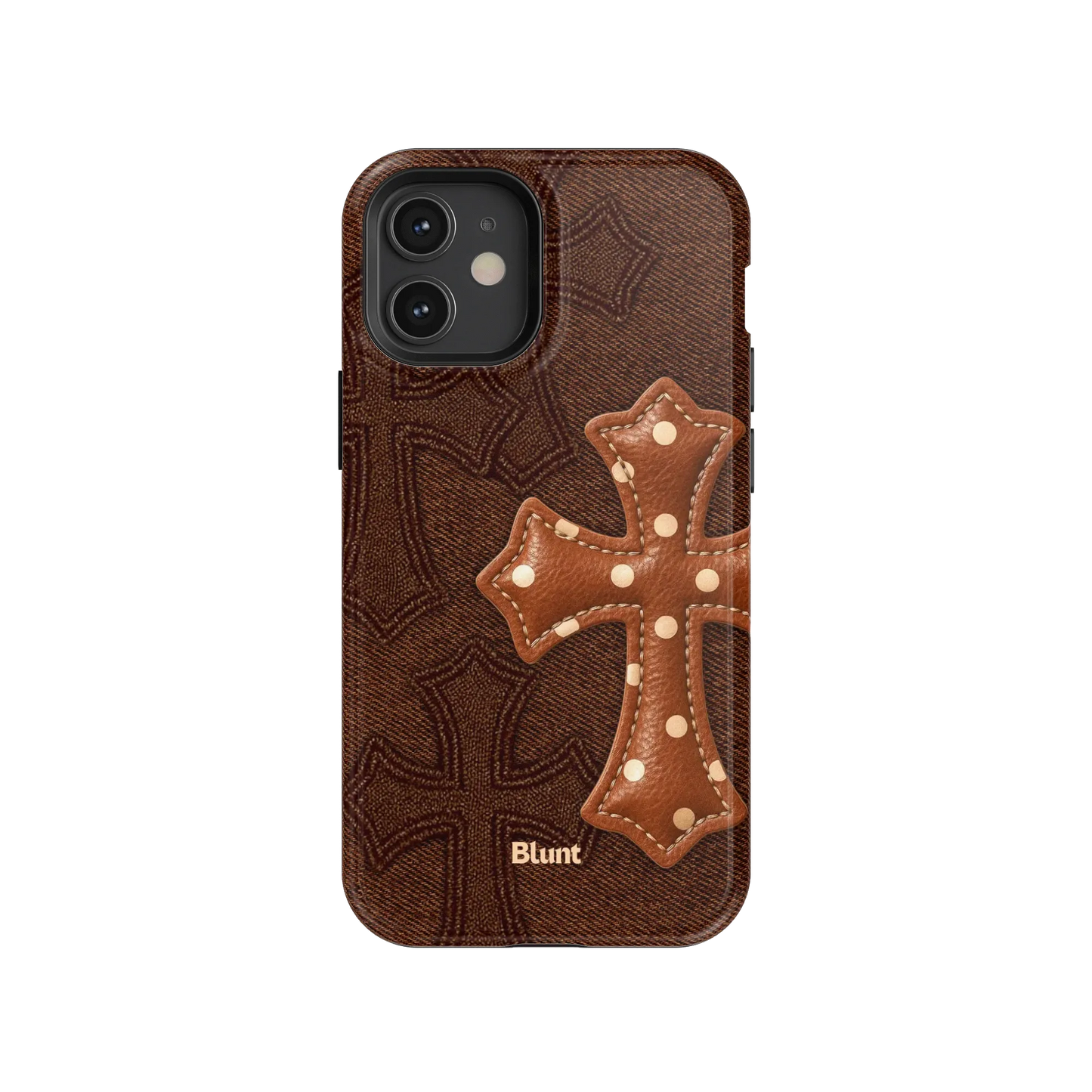 Brown Polka Cross iPhone Case