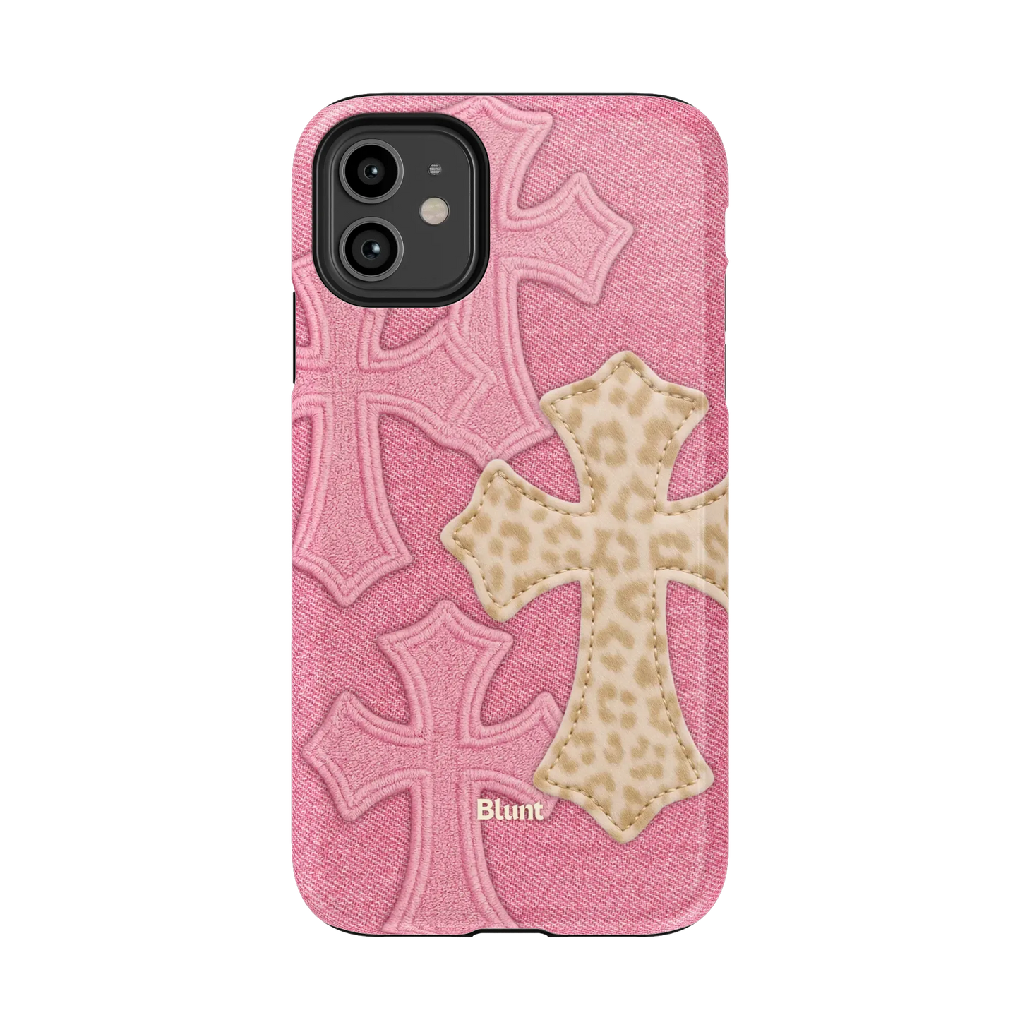 Pink Cheetah Cross iPhone Case