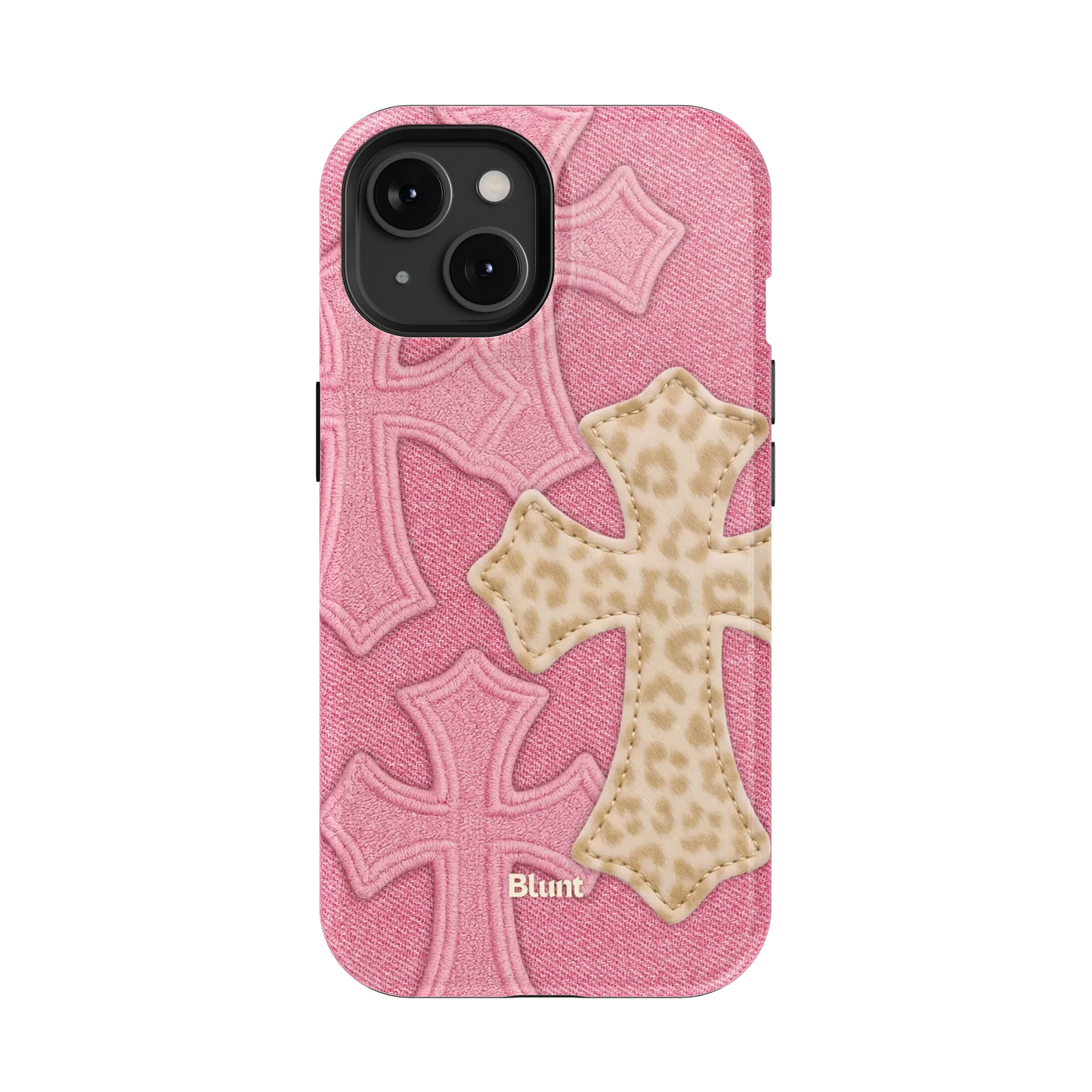 Pink Cheetah Cross iPhone Case