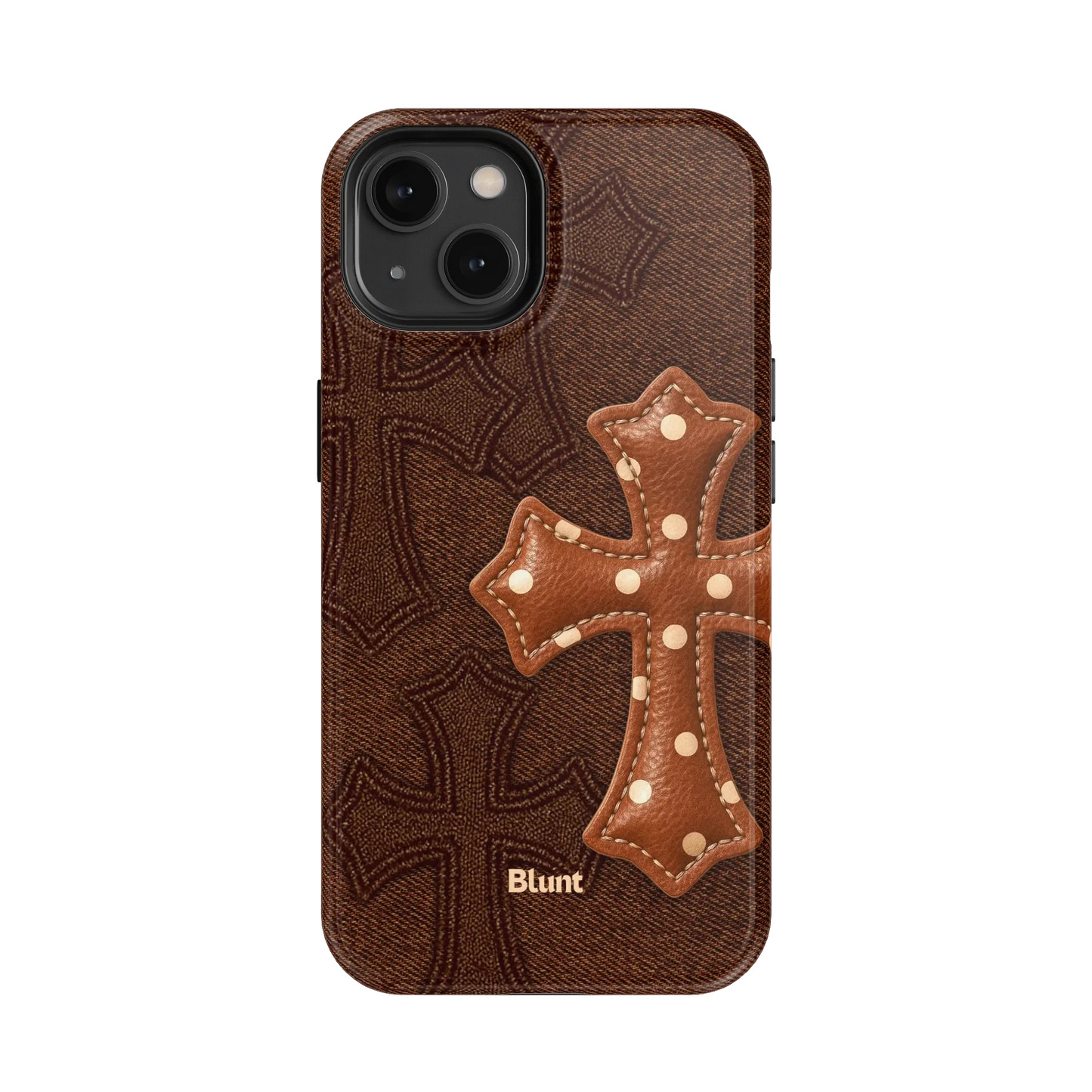 Brown Polka Cross iPhone Case