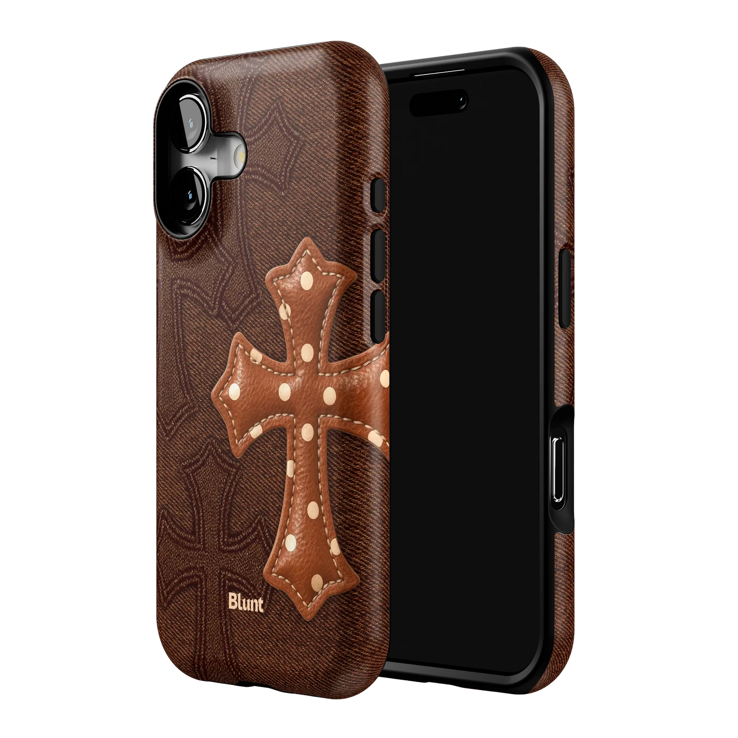 Brown Polka Cross iPhone Case