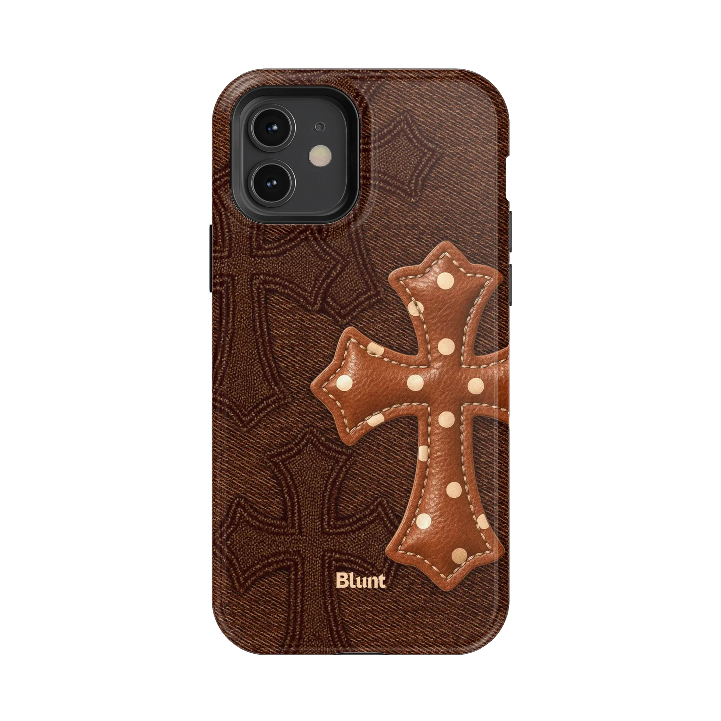 Brown Polka Cross iPhone Case