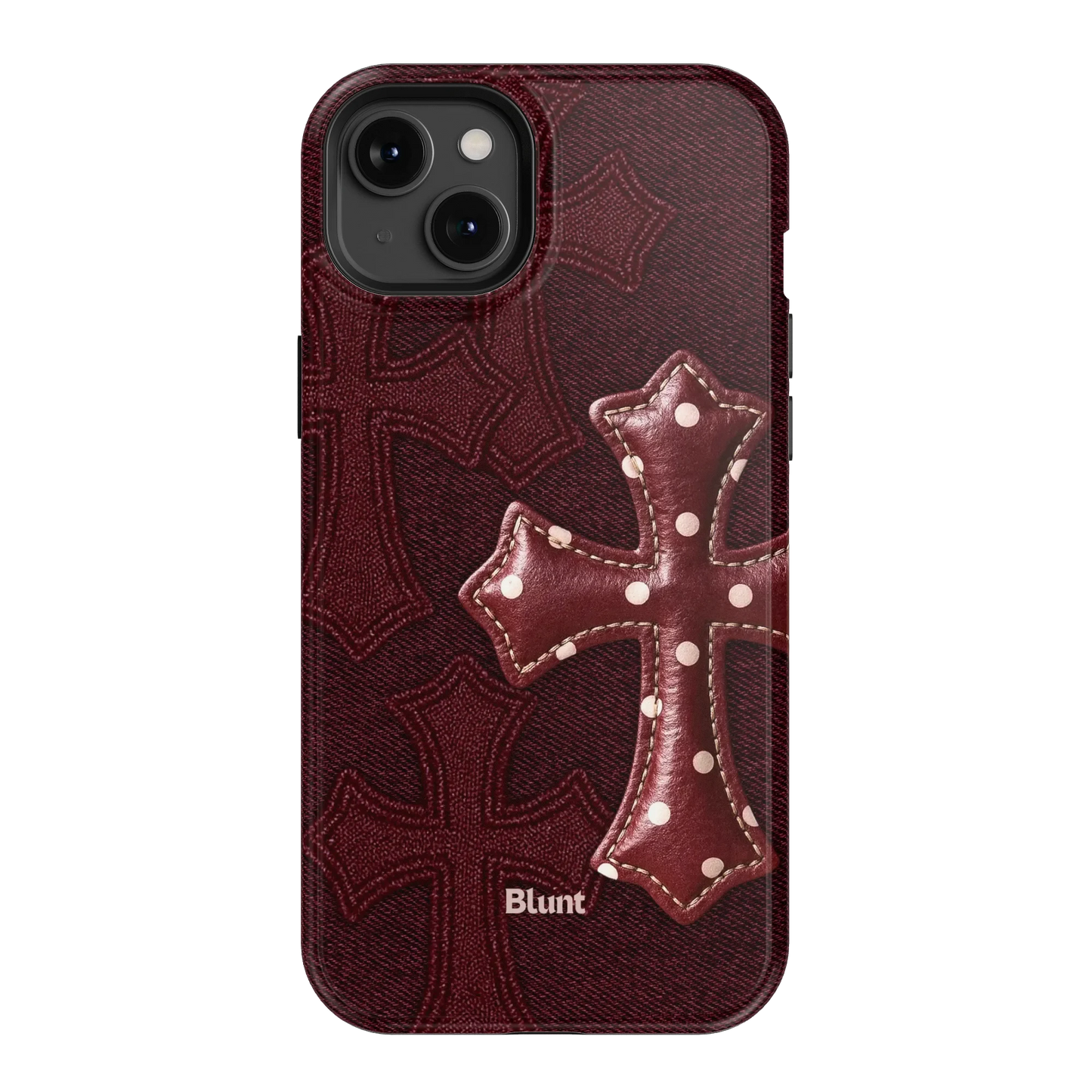 Maroon Polka Cross iPhone Case