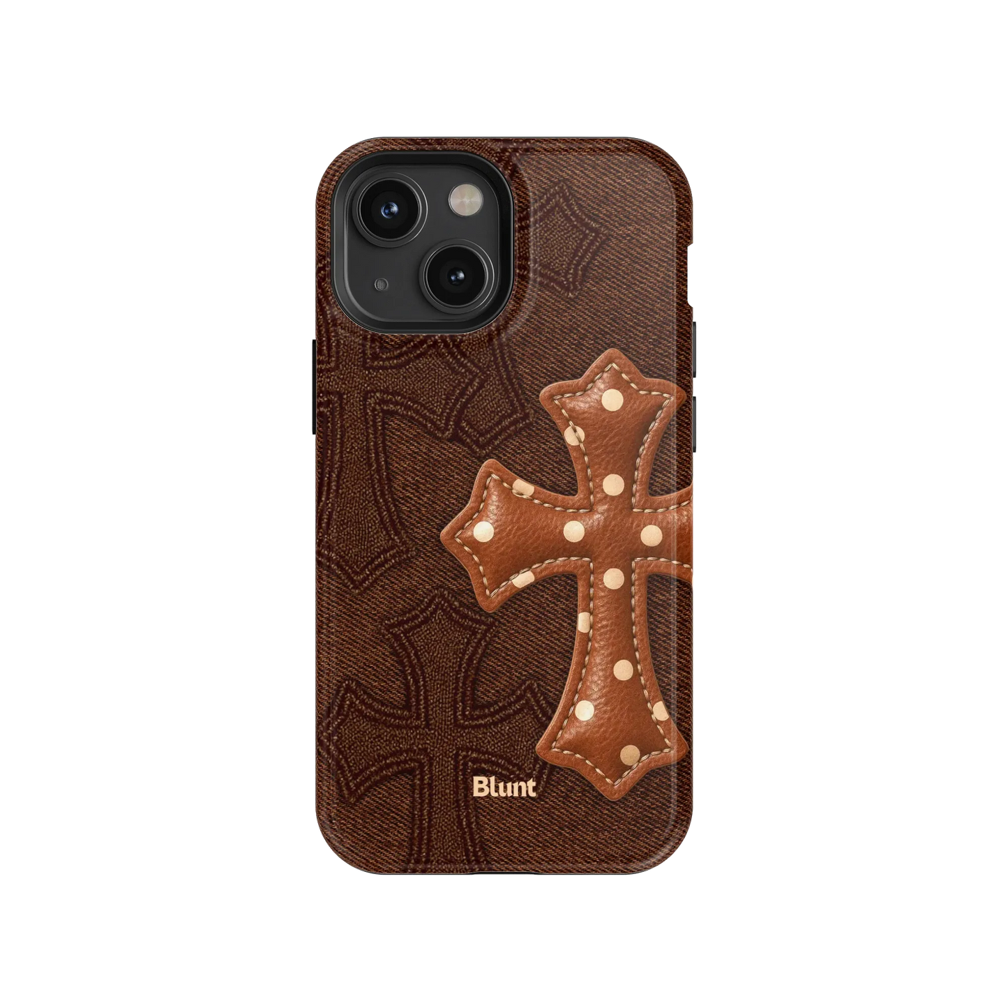 Brown Polka Cross iPhone Case