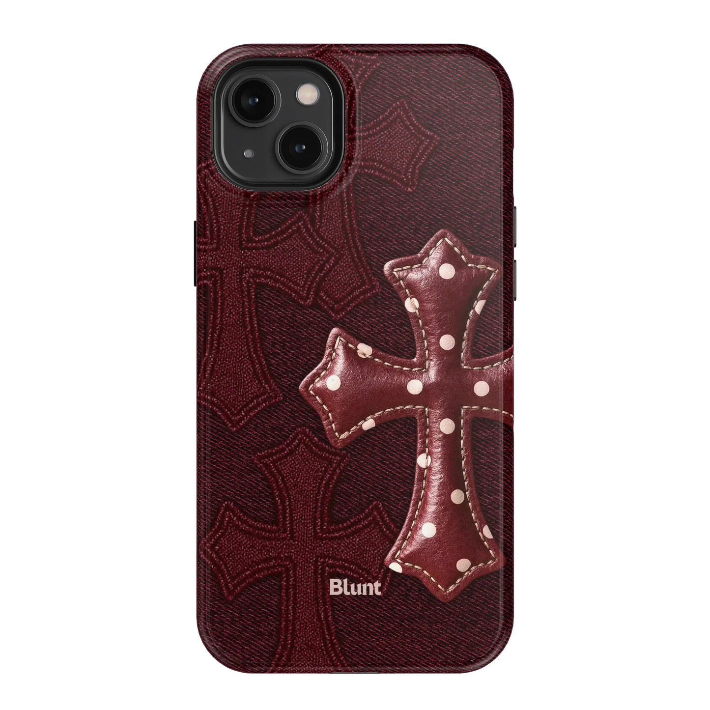 Maroon Polka Cross iPhone Case