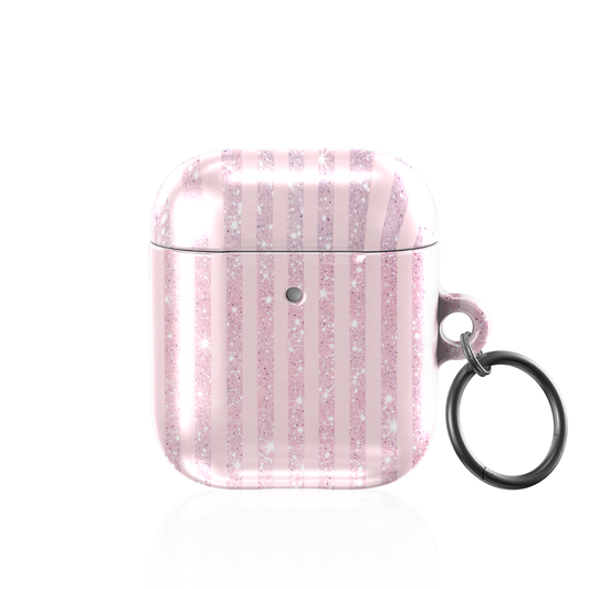 Pink Champagne Stripe AirPod Case