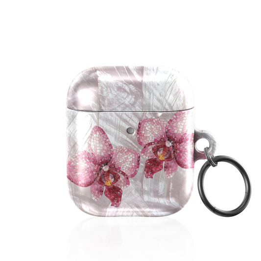 Pink Mosaic Orchids AirPod Case