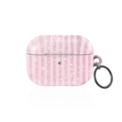 Pink Champagne Stripe AirPod Case