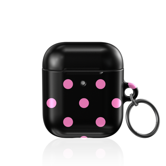Pink and Black Polka AirPod Case