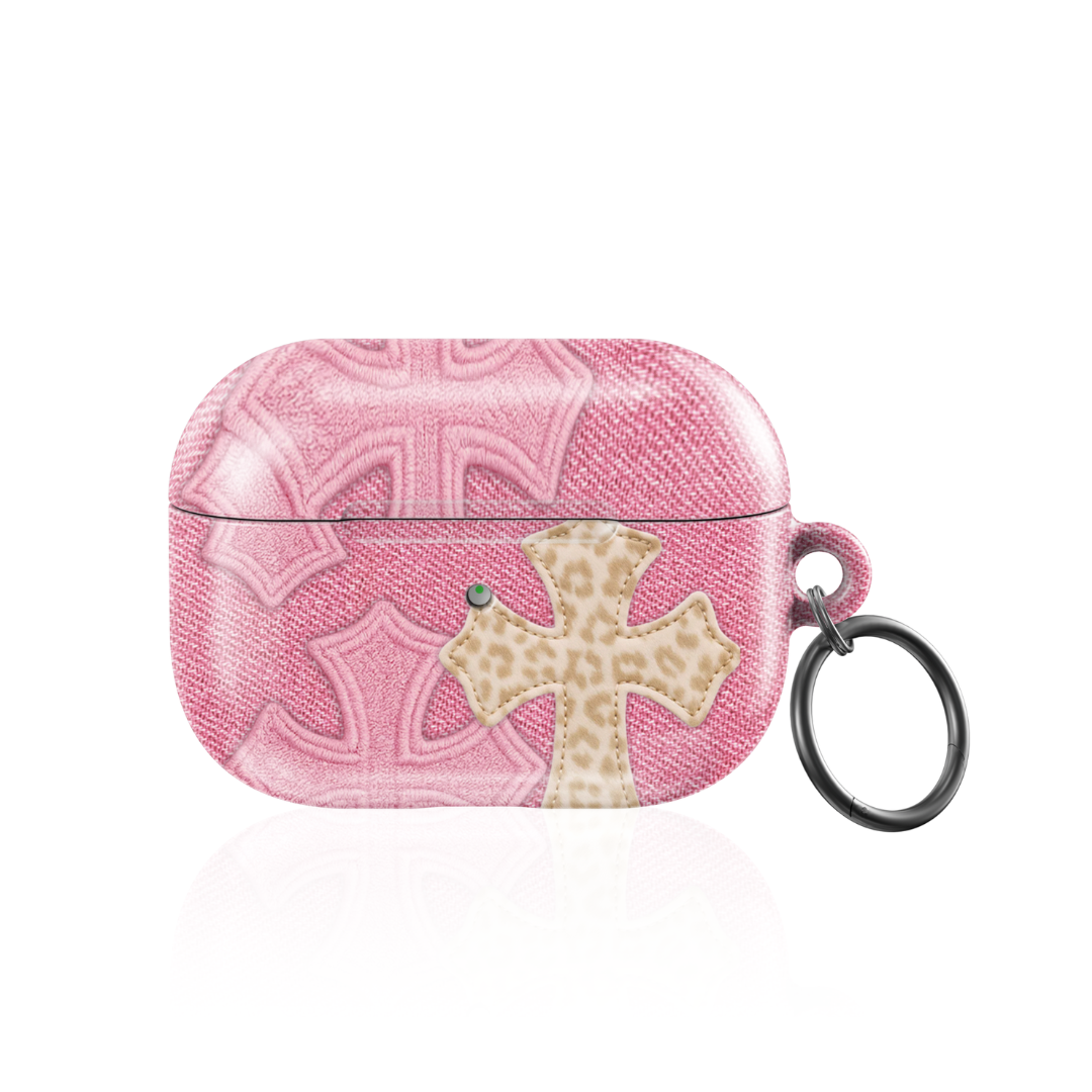 Pink Cheetah Cross AirPod Case