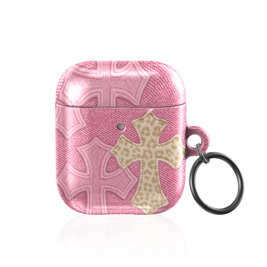 Pink Cheetah Cross AirPod Case