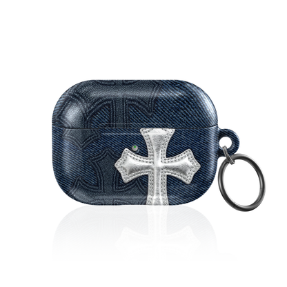 Silver Denim AirPod Case