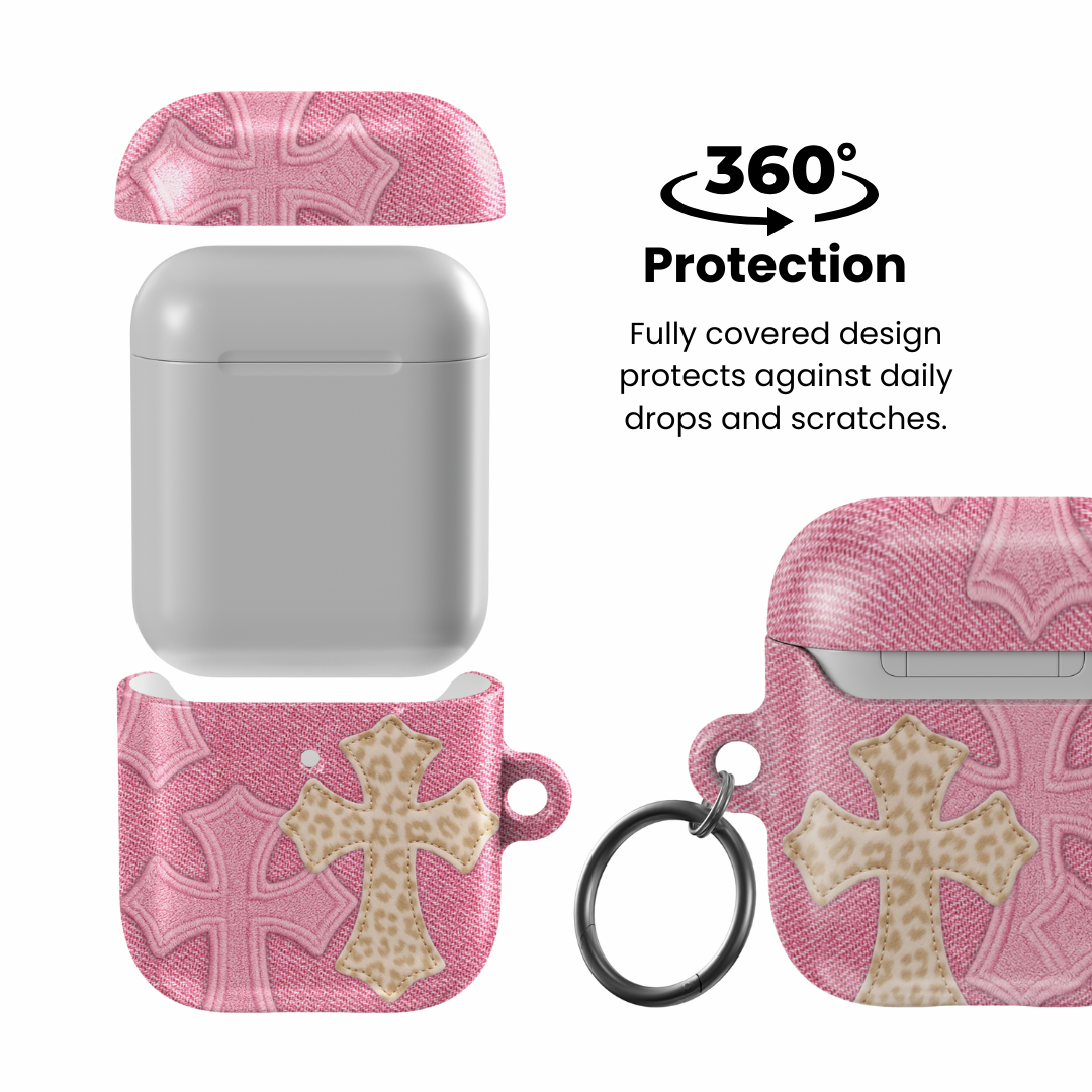Pink Cheetah Cross AirPod Case