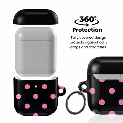 Pink and Black Polka AirPod Case