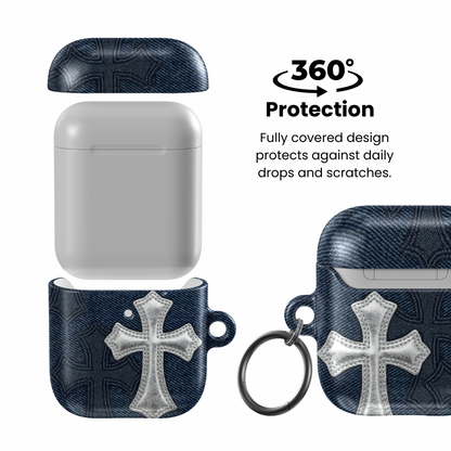 Silver Denim AirPod Case