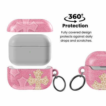 Pink Cheetah Cross AirPod Case