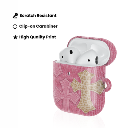Pink Cheetah Cross AirPod Case