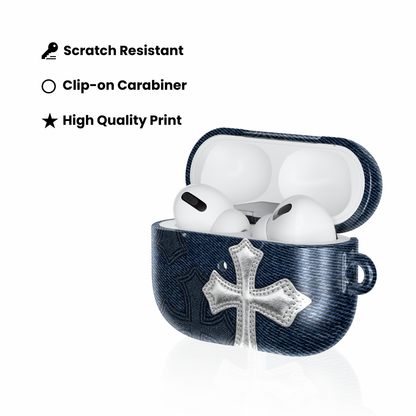 Silver Denim AirPod Case