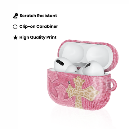 Pink Cheetah Cross AirPod Case