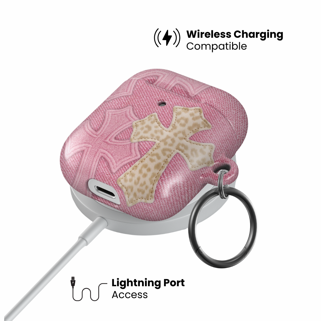 Pink Cheetah Cross AirPod Case