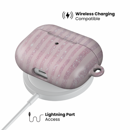 Pink Champagne Stripe AirPod Case