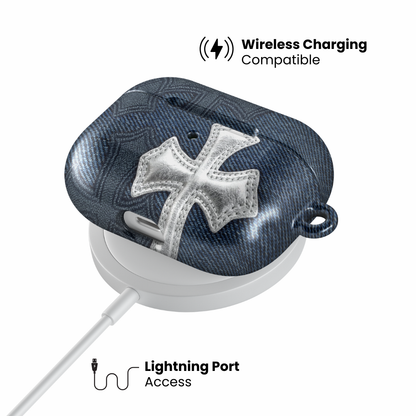 Silver Denim AirPod Case