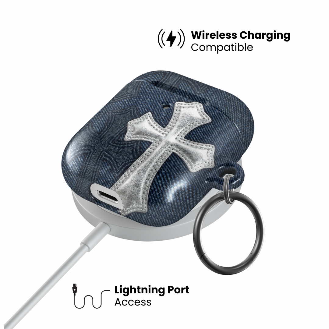 Silver Denim AirPod Case