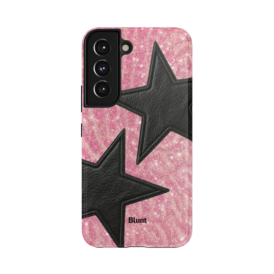 Rosae Samsung Case: a sparkling pink backdrop with bold black stars
