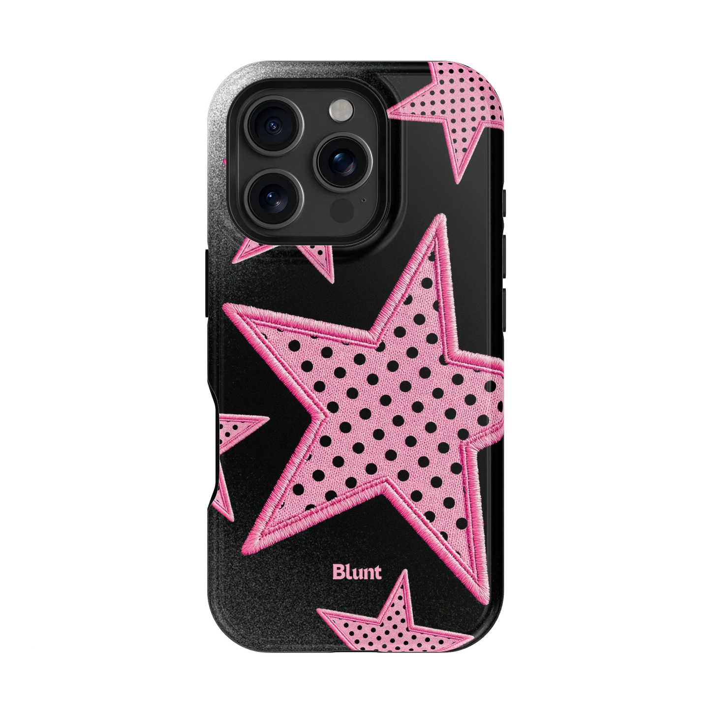 Midnight Pink Polka Star iPhone Case
