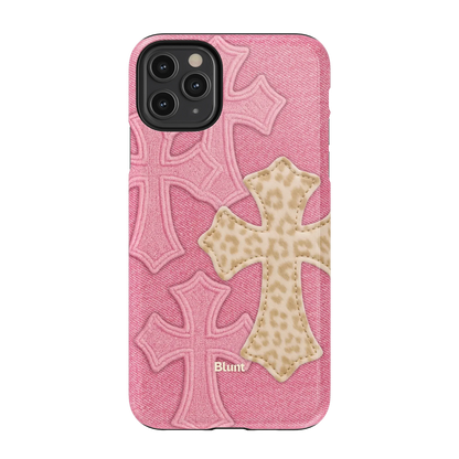 Pink Cheetah Cross iPhone Case