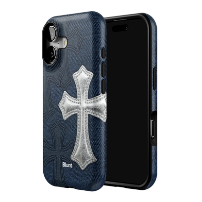 Silver Denim Cross iPhone Case