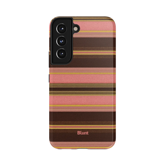 Rosin Samsung Case: a pattern of pink and brown stripes with subtle gold details