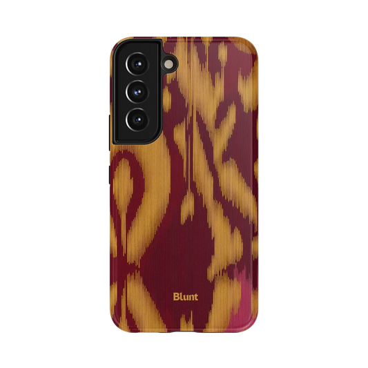 Emberlane Samsung Case: bold red and gold abstract shapes on a textured surface