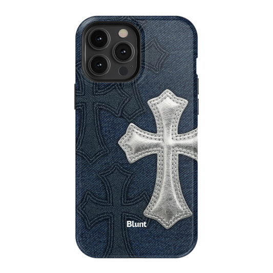 Silver Denim Cross iPhone Case
