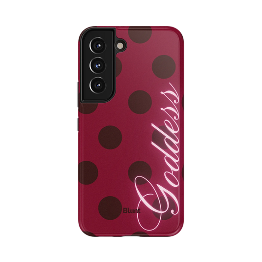Goddess Samsung Case: the word 'Goddess' in glowing pink script on dark pink