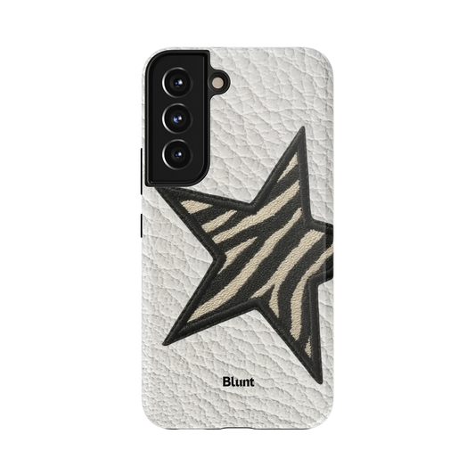 Electric Star Samsung Case: a zebra-striped star on a textured white ground
